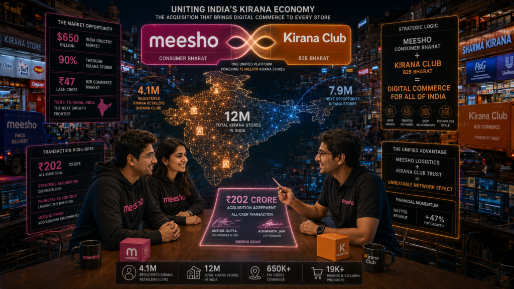Meesho Acquires Kirana Club ₹202Cr B2B Commerce India