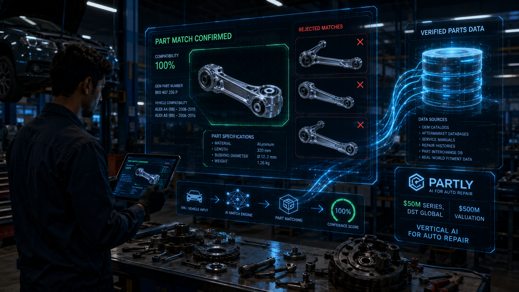 Partly $50M Auto Repair AI DST Global 2026
