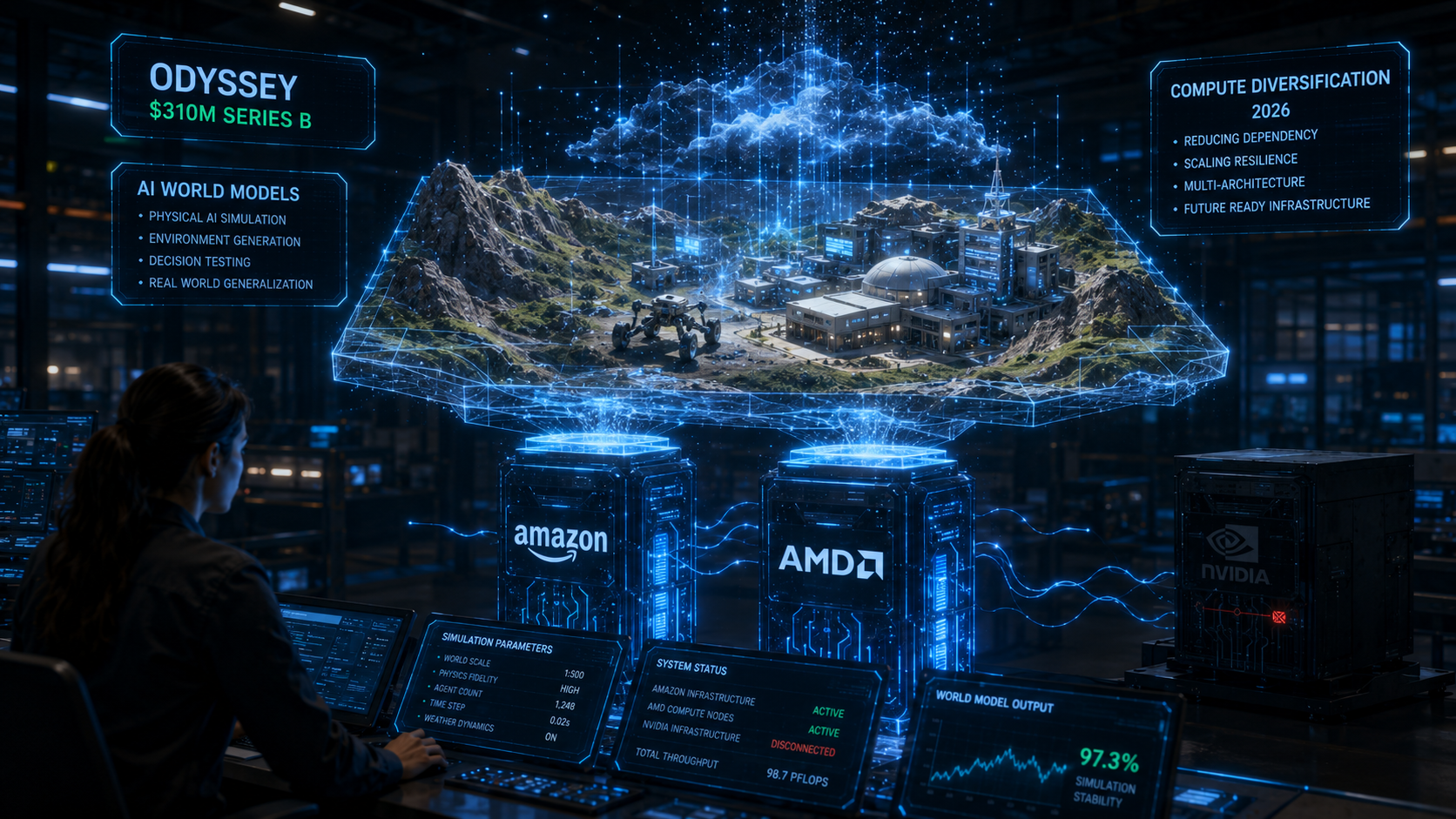 Odyssey $310M AI World Models Amazon AMD 2026