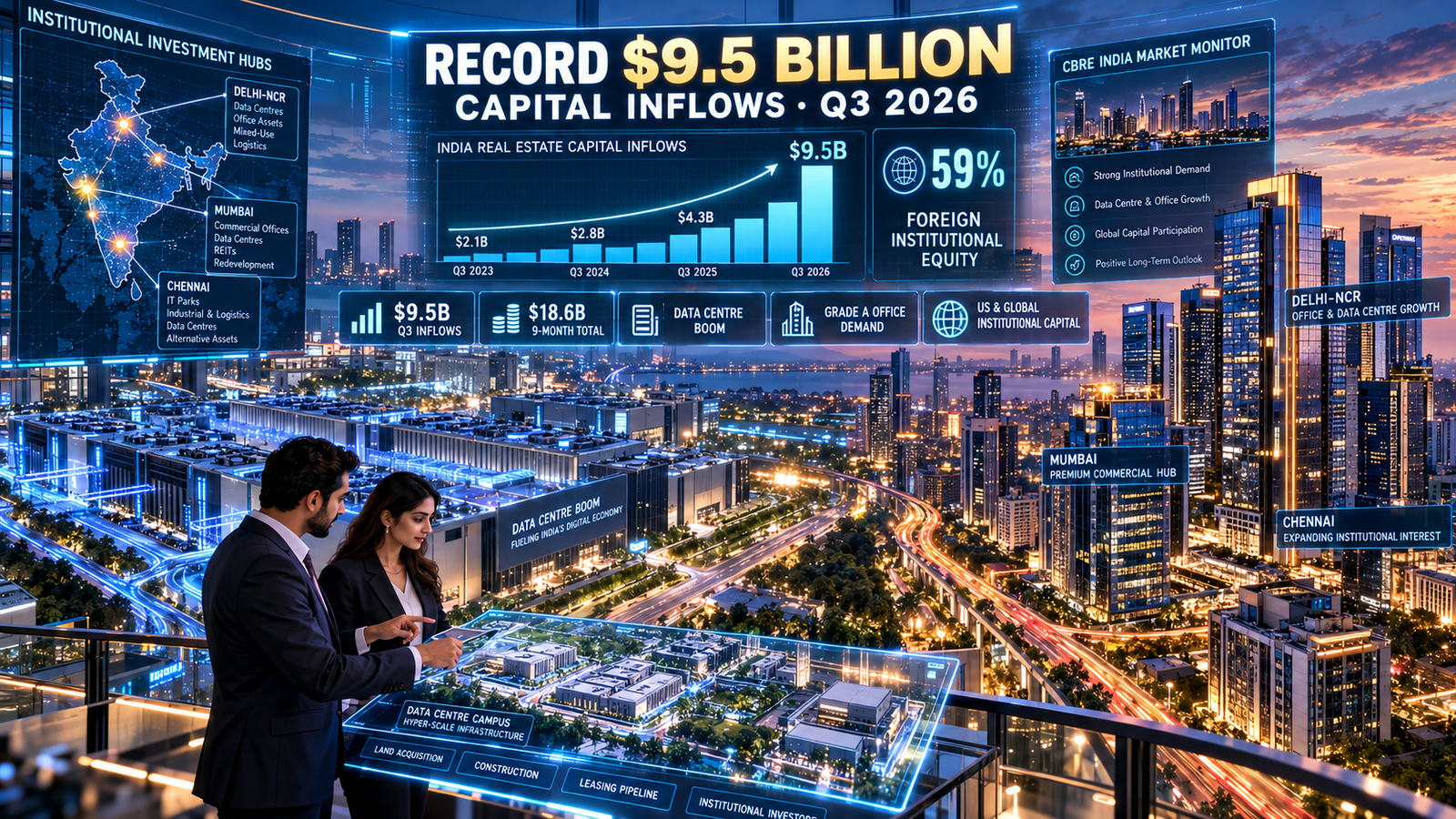 India Real Estate Record $9.5B Inflows Q3 2026 Data Centres
